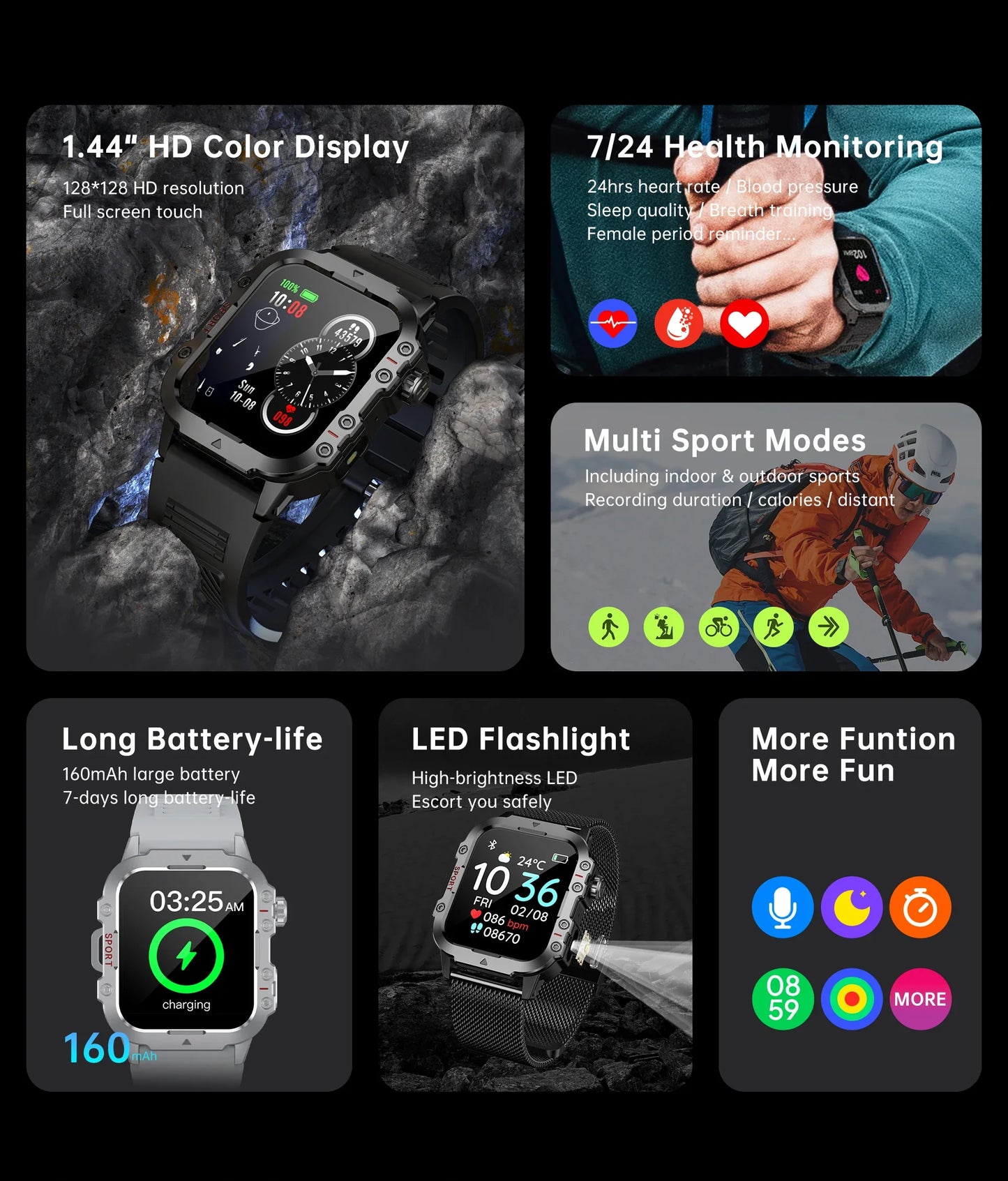 Men’s Military-Style Smart Watch