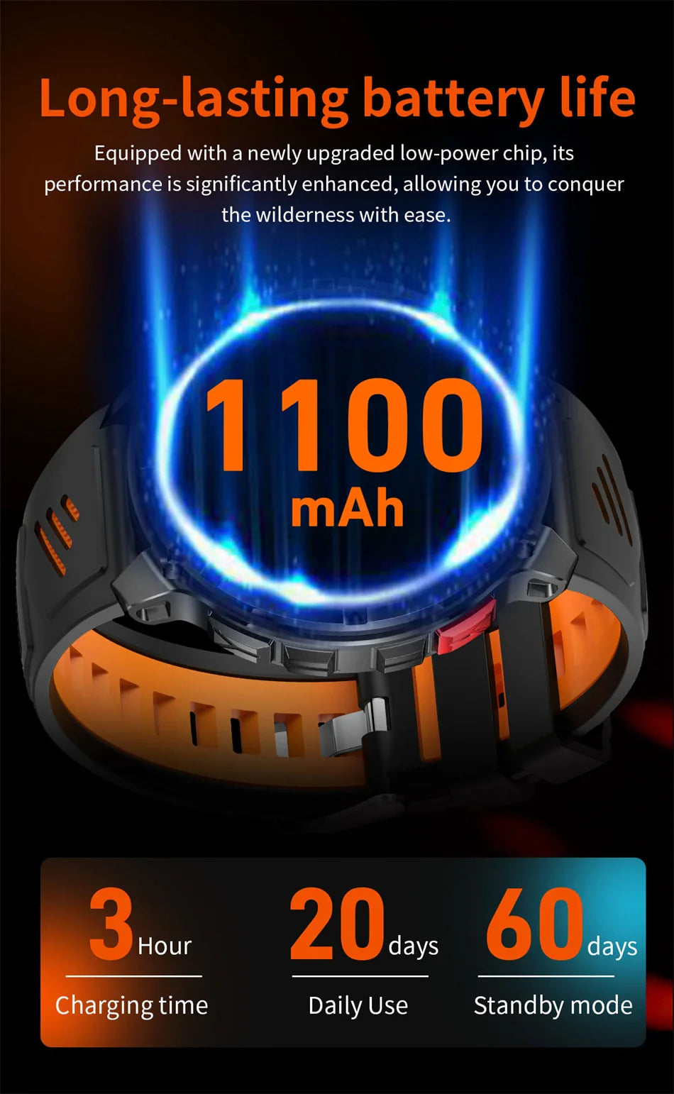 New T-Rex3 Ultra 1100mAh Battery Smart Watch GPS Track Compass IP69K Waterproof Sports tracker Outdoors Military Smartwatches